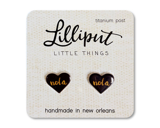 Nola Heart Earrings // Black and Gold